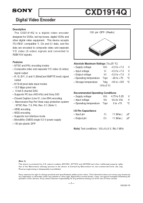 CXD1914Q Datasheet PDF Sony Semiconductor