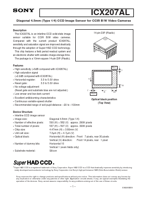 ICX207AL Datasheet PDF Sony Semiconductor