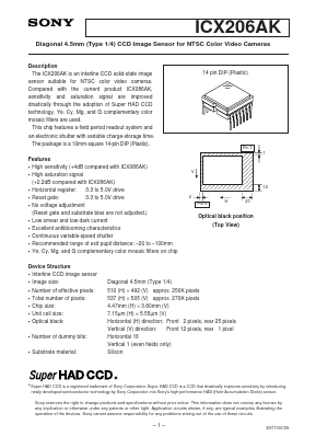 ICX206AK Datasheet PDF Sony Semiconductor