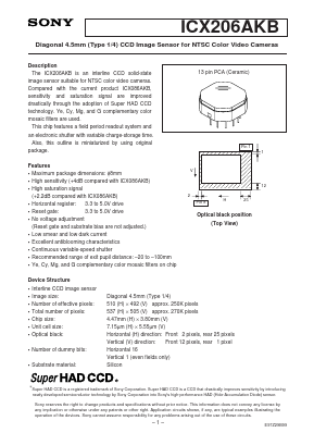 ICX206AKB Datasheet PDF Sony Semiconductor