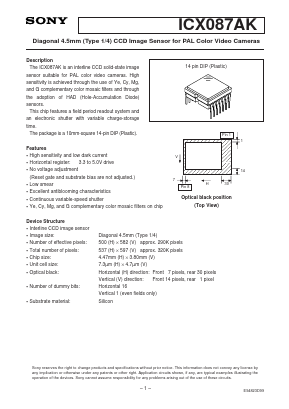 ICX087AK Datasheet PDF Sony Semiconductor