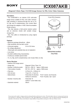 ICX087AKB Datasheet PDF Sony Semiconductor