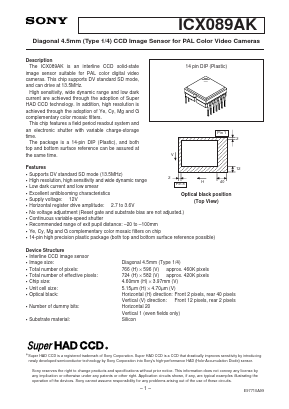 ICX089AK Datasheet PDF Sony Semiconductor