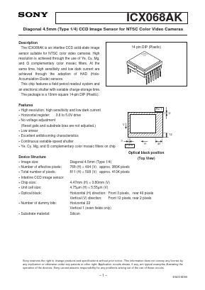 ICX068AK Datasheet PDF Sony Semiconductor