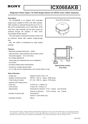 ICX068AKB Datasheet PDF Sony Semiconductor