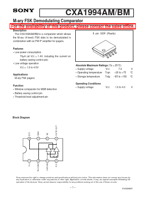 CXA1994AM Datasheet PDF Sony Semiconductor