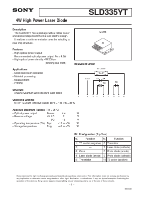SLD335YT Datasheet PDF Sony Semiconductor