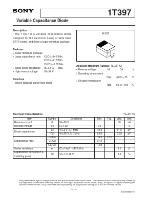1T397 Datasheet PDF Sony Semiconductor