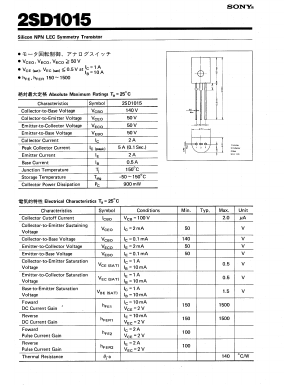 D1015 Datasheet PDF Sony Semiconductor