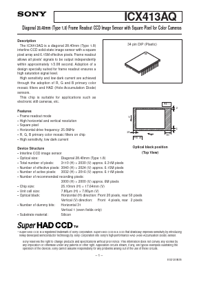 ICX413AQ Datasheet PDF Sony Semiconductor