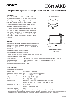 ICX418AKB Datasheet PDF Sony Semiconductor