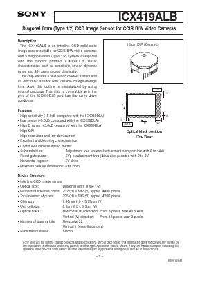 ICX419ALB Datasheet PDF Sony Semiconductor