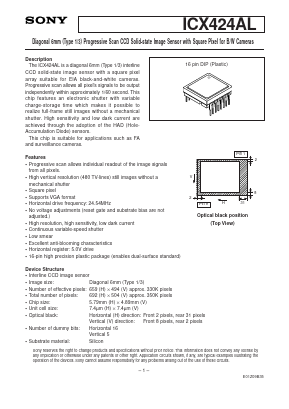 ICX424AL Datasheet PDF Sony Semiconductor