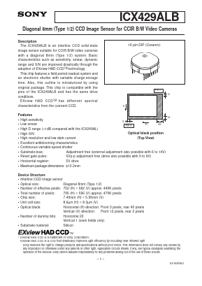 ICX429ALB Datasheet PDF Sony Semiconductor