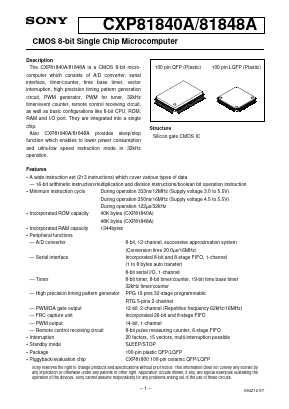 CXP81840A Datasheet PDF Sony Semiconductor