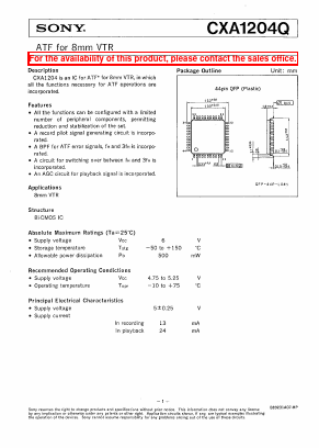 CXA1204Q Datasheet PDF Sony Semiconductor