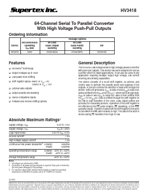 HV3418PG Datasheet PDF  Supertex Inc