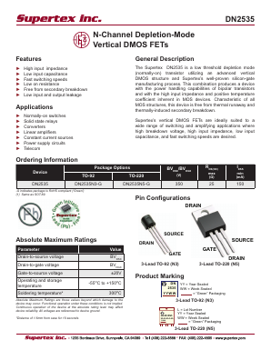 DN2535N3-G Datasheet PDF  Supertex Inc