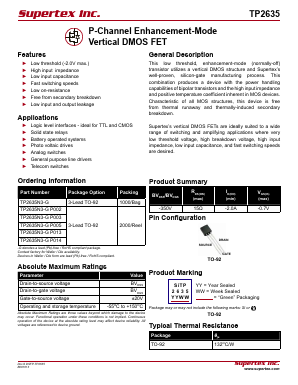 TP2635N3-GP002 Datasheet PDF  Supertex Inc