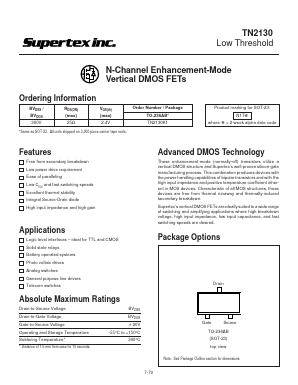 TN2130K1 Datasheet PDF  Supertex Inc