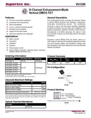 VN1206L-GP002 Datasheet PDF  Supertex Inc
