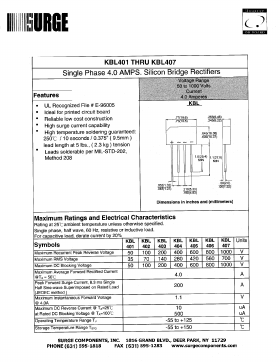 KBL401 Datasheet PDF Surge Components