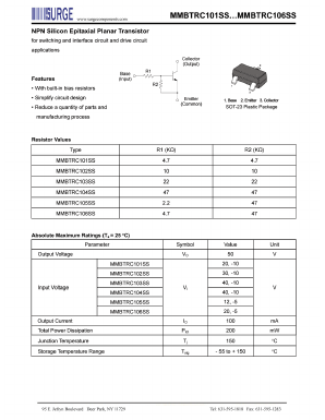 MMBTRC102SS Datasheet PDF Surge Components