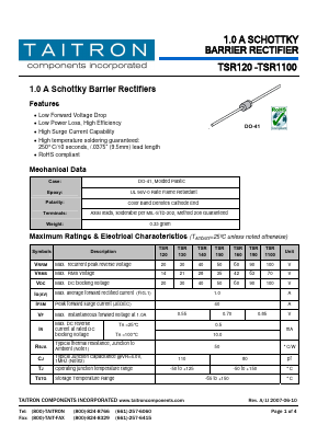 TSR120 Datasheet PDF TAITRON Components Incorporated