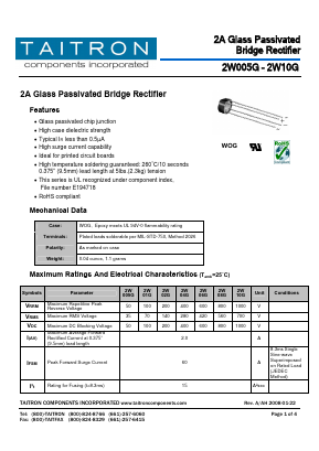 2W10G Datasheet PDF TAITRON Components Incorporated