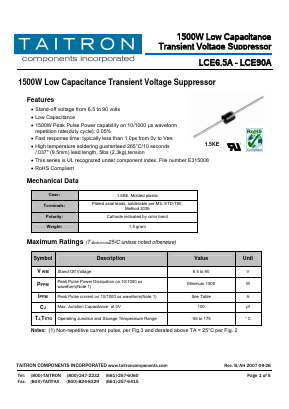 LCE43A Datasheet PDF TAITRON Components Incorporated