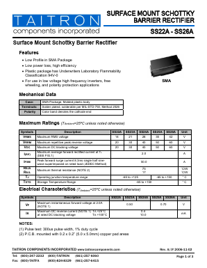 SS24A Datasheet PDF TAITRON Components Incorporated