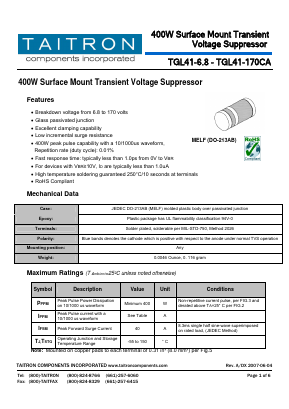TGL41-10A Datasheet PDF TAITRON Components Incorporated