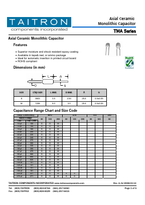 TMA Datasheet PDF TAITRON Components Incorporated
