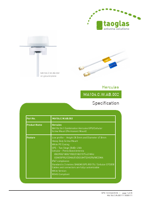 MA104.C.W.AB.002 Datasheet PDF Taoglas antenna solutions
