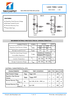 1JU41 Datasheet PDF Shenzhen Taychipst Electronic Co., Ltd