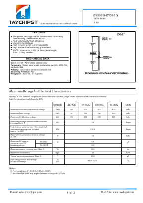 BY396G Datasheet PDF Shenzhen Taychipst Electronic Co., Ltd
