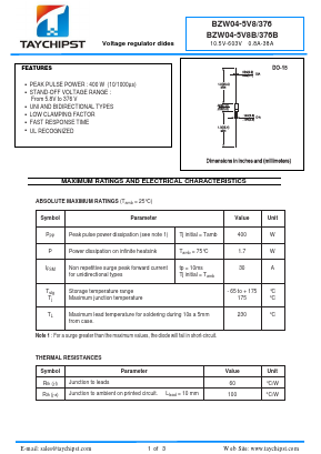 BZW04-10 Datasheet PDF Shenzhen Taychipst Electronic Co., Ltd