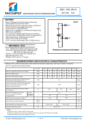 SR506 Datasheet PDF Shenzhen Taychipst Electronic Co., Ltd