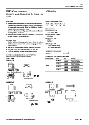ACM2012-900-3P-T Datasheet PDF TDK Corporation