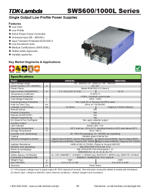 SWS1000L-15 Datasheet PDF TDK Corporation