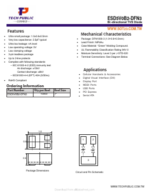 ESD5V0B2-DFN3 Datasheet PDF TECH PUBLIC Electronics co LTD