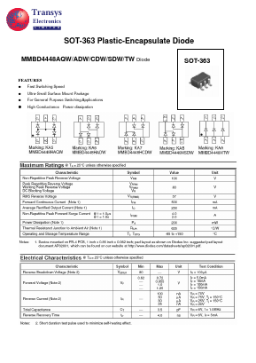 MMBD4448ADW Datasheet PDF Transys Electronics Limited