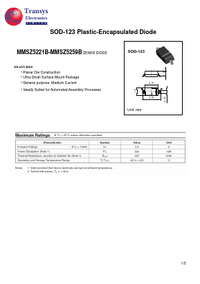 MMSZ5243B Datasheet PDF Transys Electronics Limited
