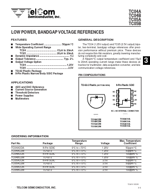 TC05ACZM Datasheet PDF TelCom Semiconductor, Inc