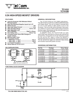 TC1410NEPA Datasheet PDF TelCom Semiconductor, Inc