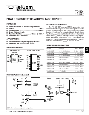 TC4626EOE Datasheet PDF TelCom Semiconductor, Inc