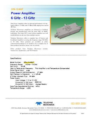 CPA-13-6027 Datasheet PDF Teledyne Technologies Incorporated