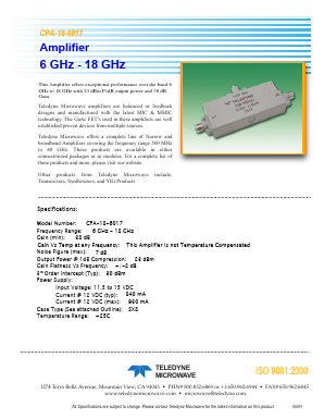 CPA-18-6017 Datasheet PDF Teledyne Technologies Incorporated
