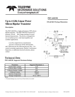 PHT64023B Datasheet PDF Teledyne Technologies Incorporated