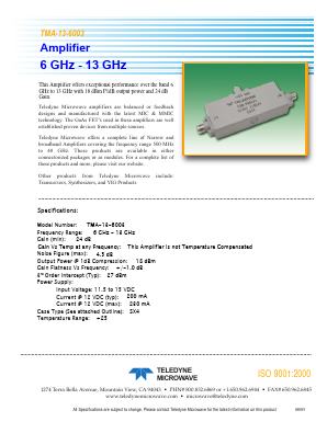 TMA-13-6003 Datasheet PDF Teledyne Technologies Incorporated
